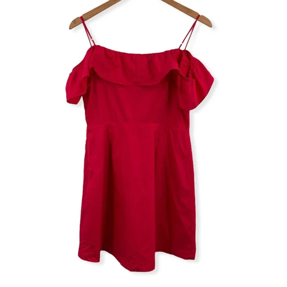 Lush Pink Ruffle Off Shoulder Dress Medium‎